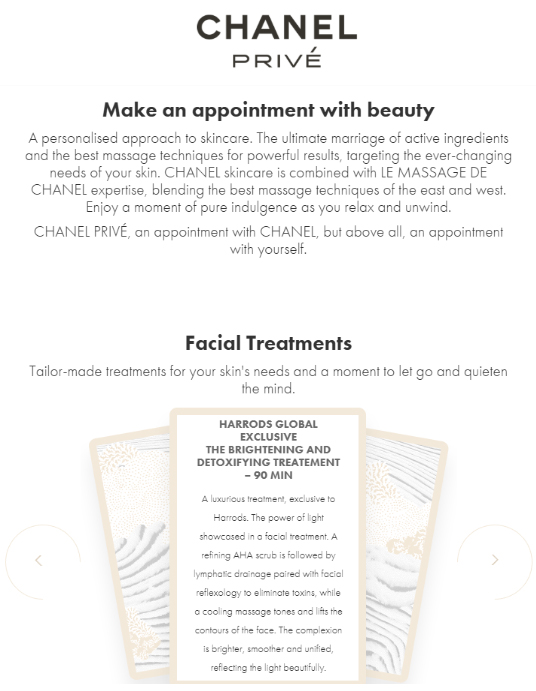 Chanel Facial Treatment Appointment Reward